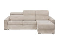 PINPAI reversible corner sofa bed in beige corduroy - 160 cm wide sleeping area - 18 cm mattress - Luxameub YUDE34554