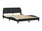 Black and white bed frame and headboard 140x200 cm faux leather RBLS06049