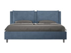 Luxameub size bed with 200x200 microfiber upholstered slatted base, blue, Luxameub INGX79123