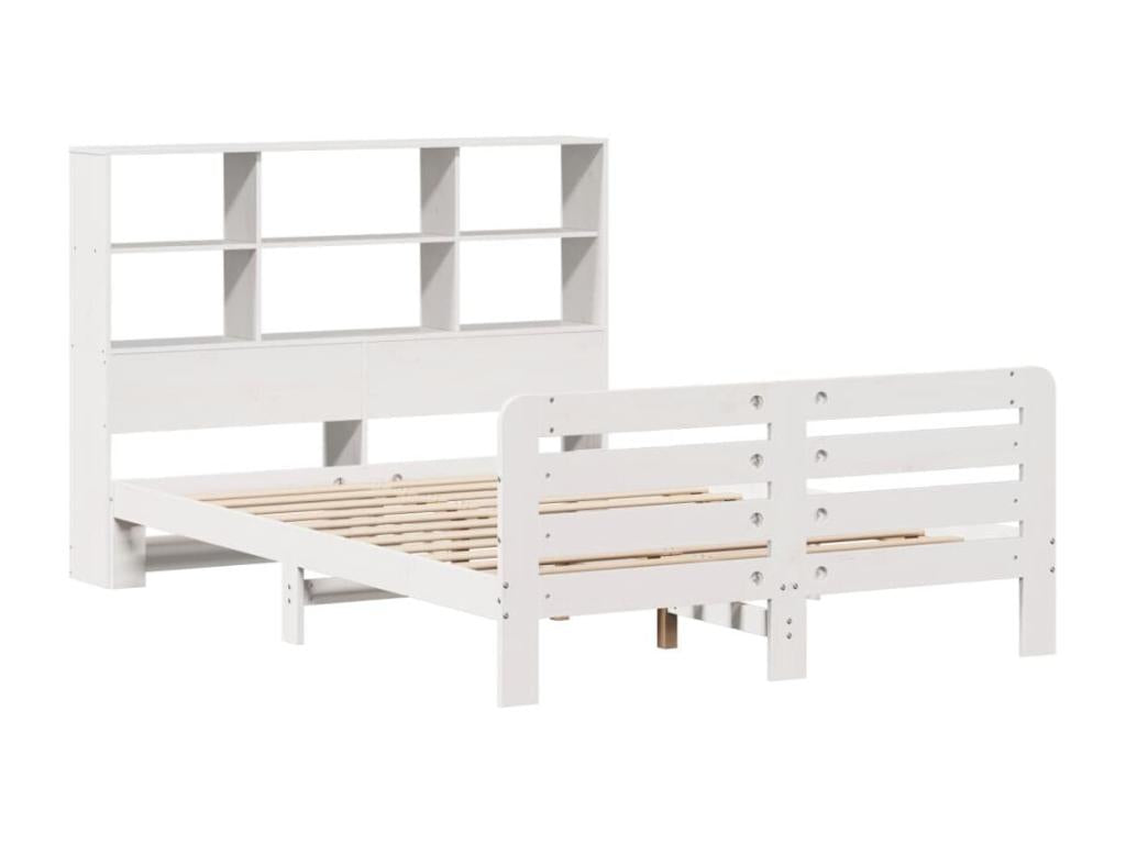 Bed frame without mattress, white, 150x200 cm, solid pine wood, IVIL52637