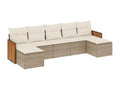 7-piece garden furniture set with cushions, beige woven resin WFBP47604