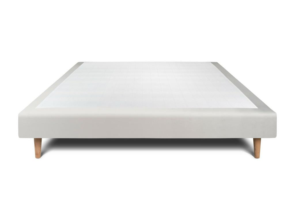 Upholstered bed base in light grey velvet, 160x200 cm, H29 cm, TIOI41932