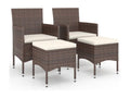 4-Piece Garden Chair and Stool Set, Brown Wicker Resin QVWY55615