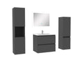 Bathroom vanity unit set 60cm single sink storage column mirror Anthracite ZFZZ25471