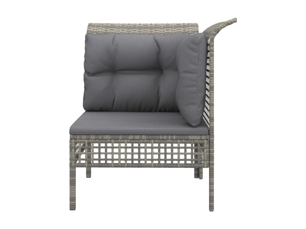 Garden corner sofa with grey cushion, resin wicker ETGJ85217