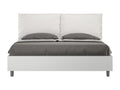 Bed without slatted base 160x190 with white faux leather cushions Luxameub BNGG91186