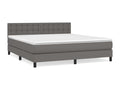Upholstered bed base with mattress, Grey, 160x200 cm, Faux Leather YGYY45540