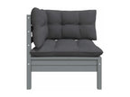 2-seater garden sofa and cushions, Grey, Solid pine wood, YFOF34363