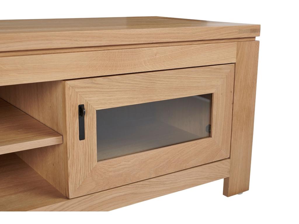 Modern low TV stand in light oak, 180cm wide - Luxameub FYIV06225