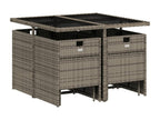 9-piece garden dining set with grey resin wicker cushions CVXH95225