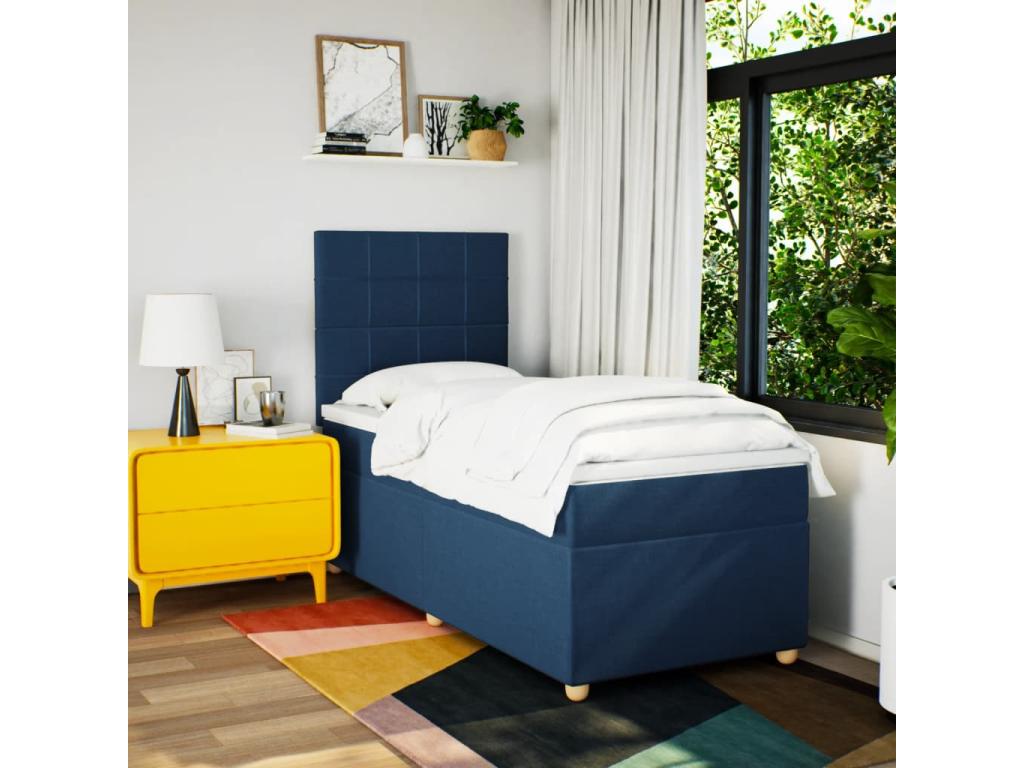 Artigeo bed base with mattress, blue, 80x200 cm, fabric HPOO07153