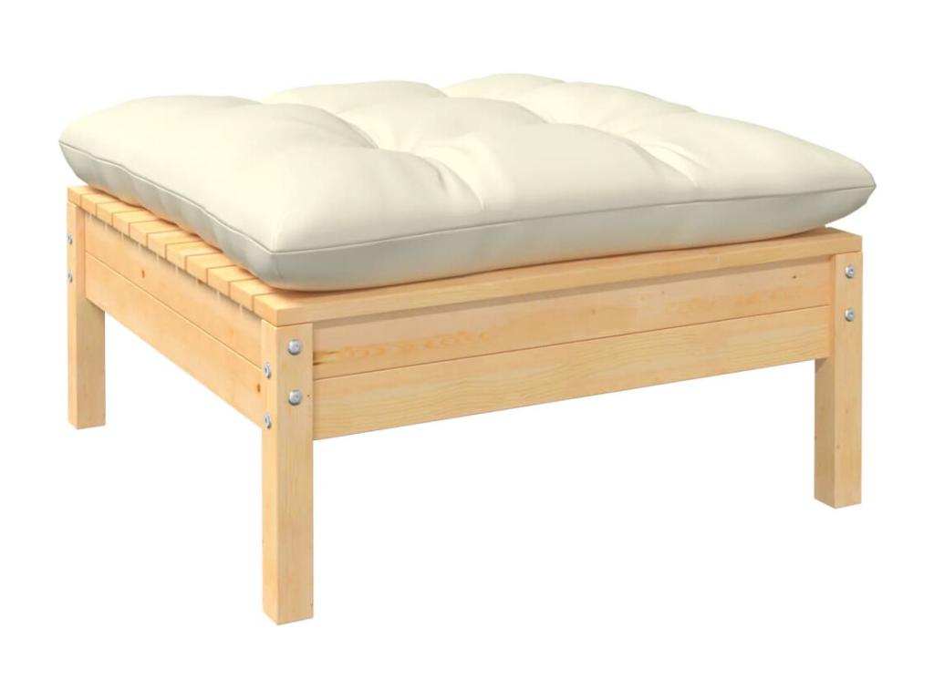 7-piece garden furniture set with cream cushions, solid pine wood JFOW95789