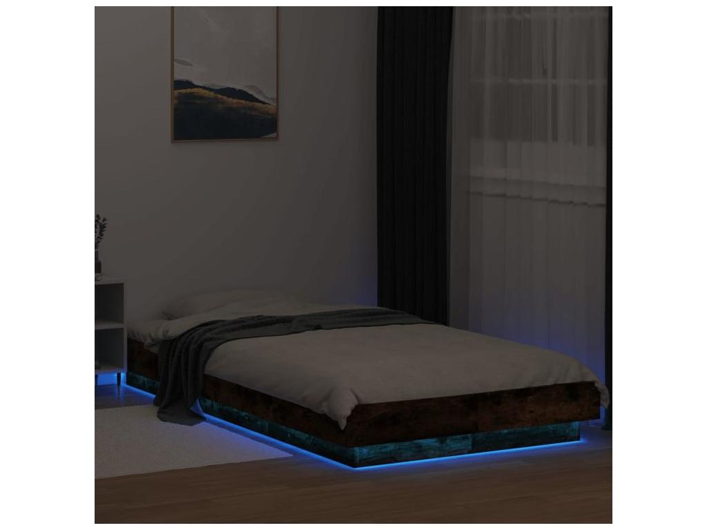 Bed frame with Cosymeubères LED, smoked oak, 75x190 cm, SSDI18485