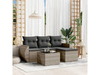 5-piece garden furniture set with grey resin wicker cushions HCDI55777