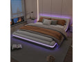 Double bed 160x200 cm - Floor bed - PU leather - Ambient lighting with LEDs and remote control - White WKPT30576
