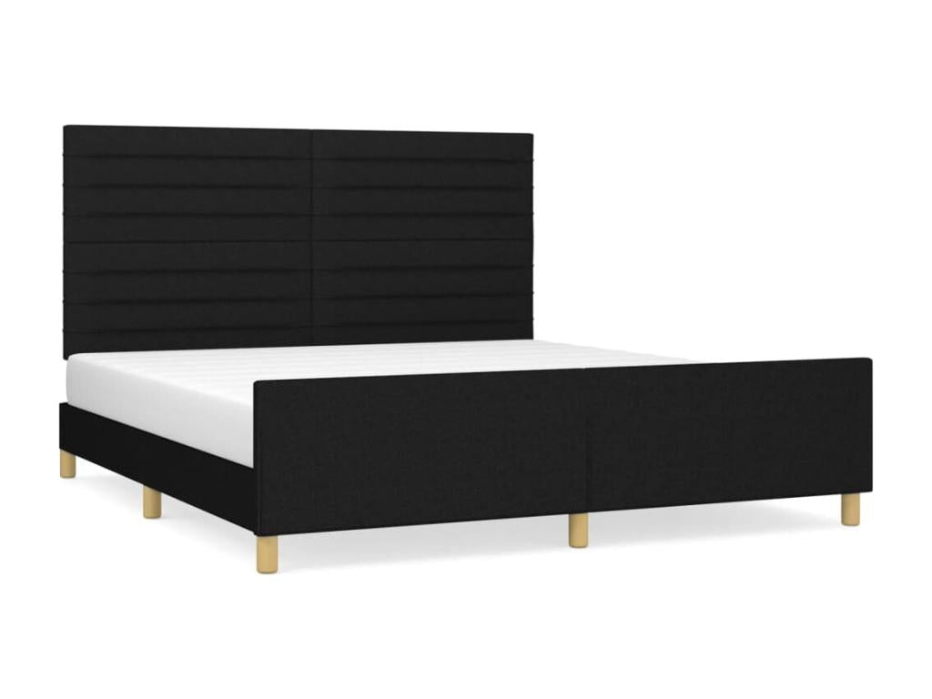 Bed frame with headboard, black, 180x200 cm, fabric, AKUD13889