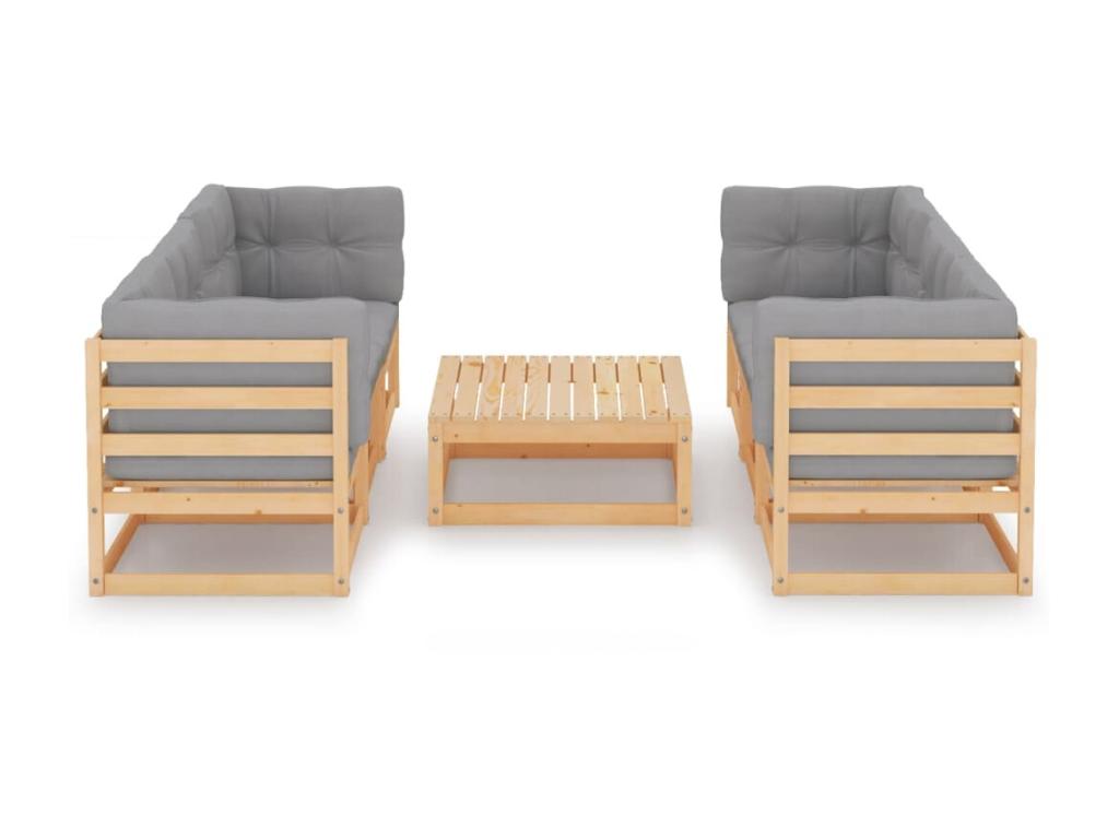 7-piece garden furniture set with cushions, solid pine wood, 39 XOJR15730