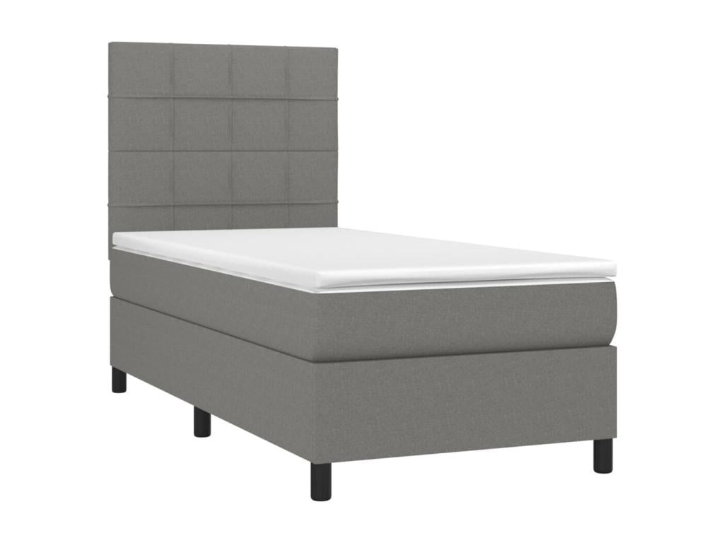 Upholstered bed base with mattress, dark grey, 90x200 cm, fabric IXAD72807