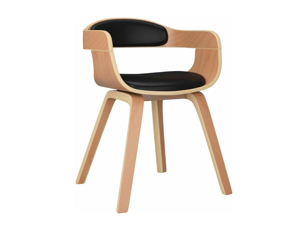 Black dining chair in bent wood and faux leather JTXA62196