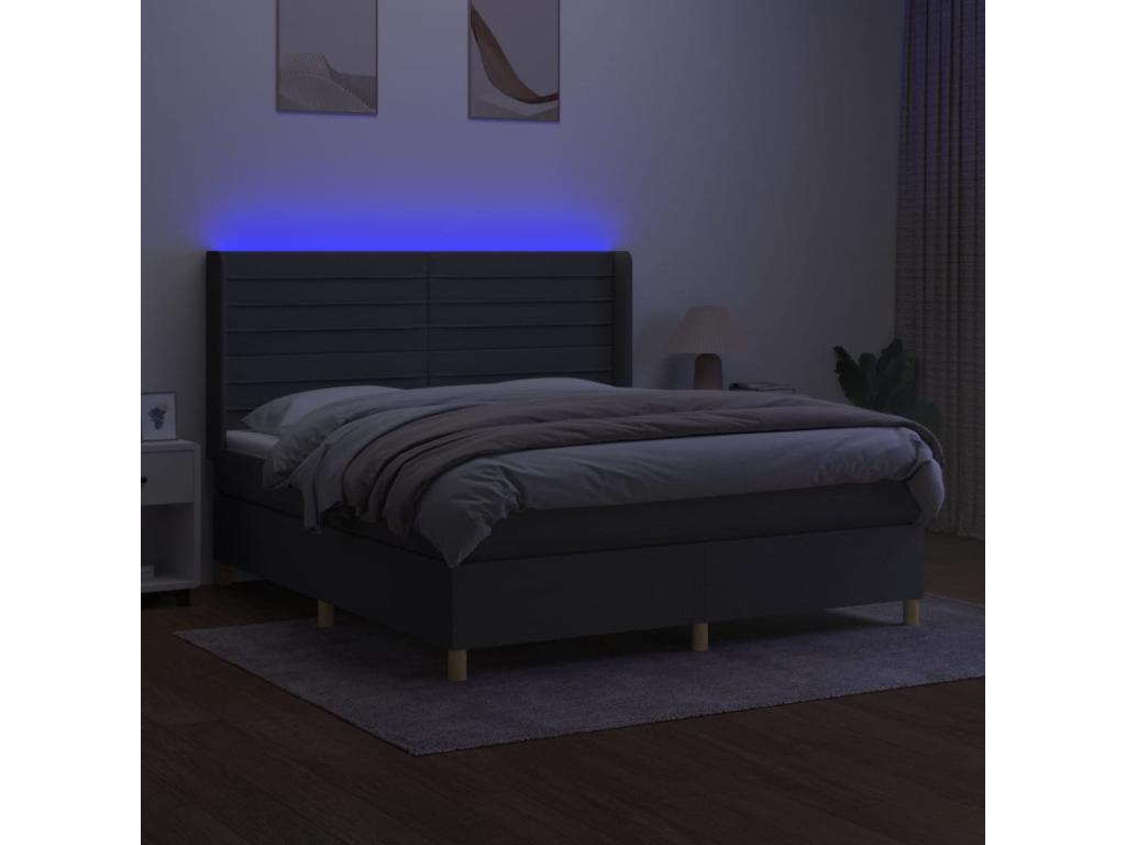 Luxameub bed base with LED mattress, dark grey, 160x200 cm, fabric LWUG63450