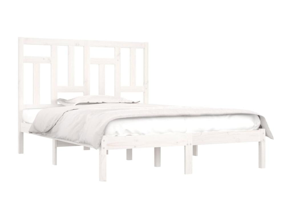 Bed frame without mattress, white, 150x200 cm, solid pine wood, APQN57039