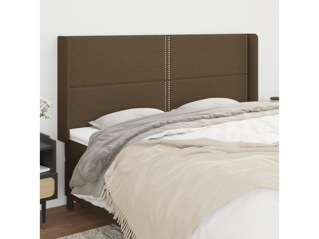 Headboard with wings, Dark Brown, 183x16x118/128 cm, Fabric TBBW96947