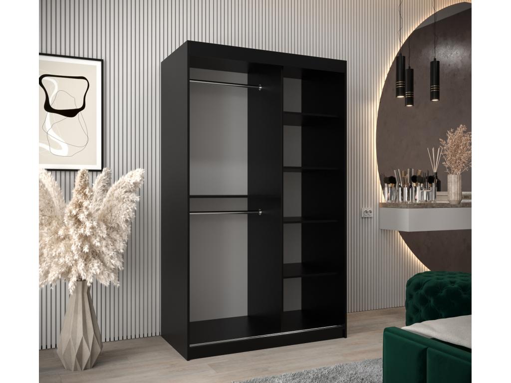 Cosymeub T2 Sliding Door Wardrobe 200/120/62 2 Doors Black/White LSTH14732