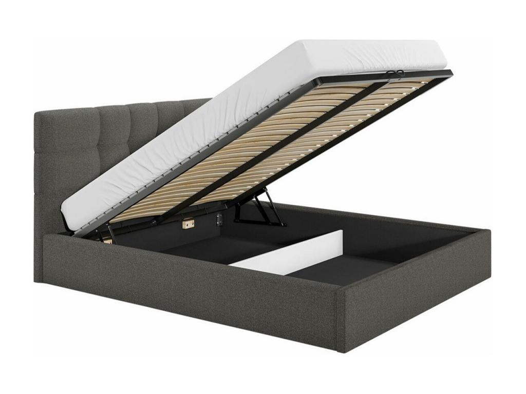 Luxameub 124 Double Grey Bed 160x200 Upholstered Slatted Base to Luxameub 171x212x105cm IOKG06799
