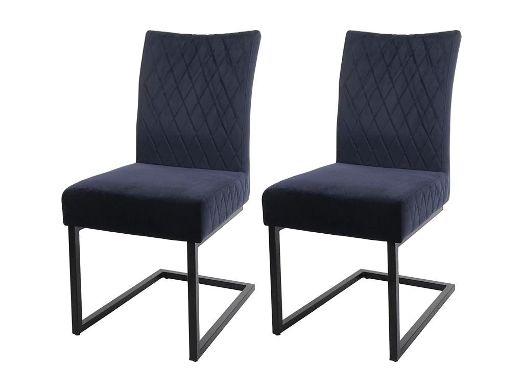 Set of 2 dining chairs, visitor chairs, modern design steel, anthracite-blue powder-coated velvet, CDS04486 MUGP42988