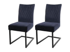 Set of 2 dining chairs, visitor chairs, modern design steel, anthracite-blue powder-coated velvet, CDS04486 MUGP42988