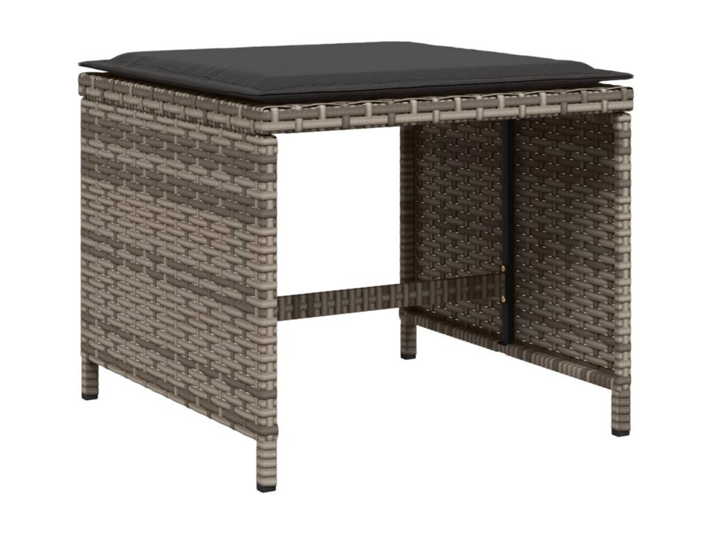 9-piece garden dining set with grey resin wicker cushions CVXH95225