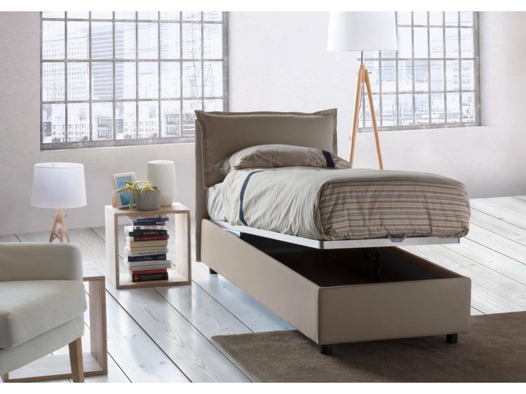 Luxameub Single Bed with Storage Bed, Fabric Upholstery, Made in Italy, Front Opening, Includes 80x190 cm Mattress, Luxameub TJQZ37471