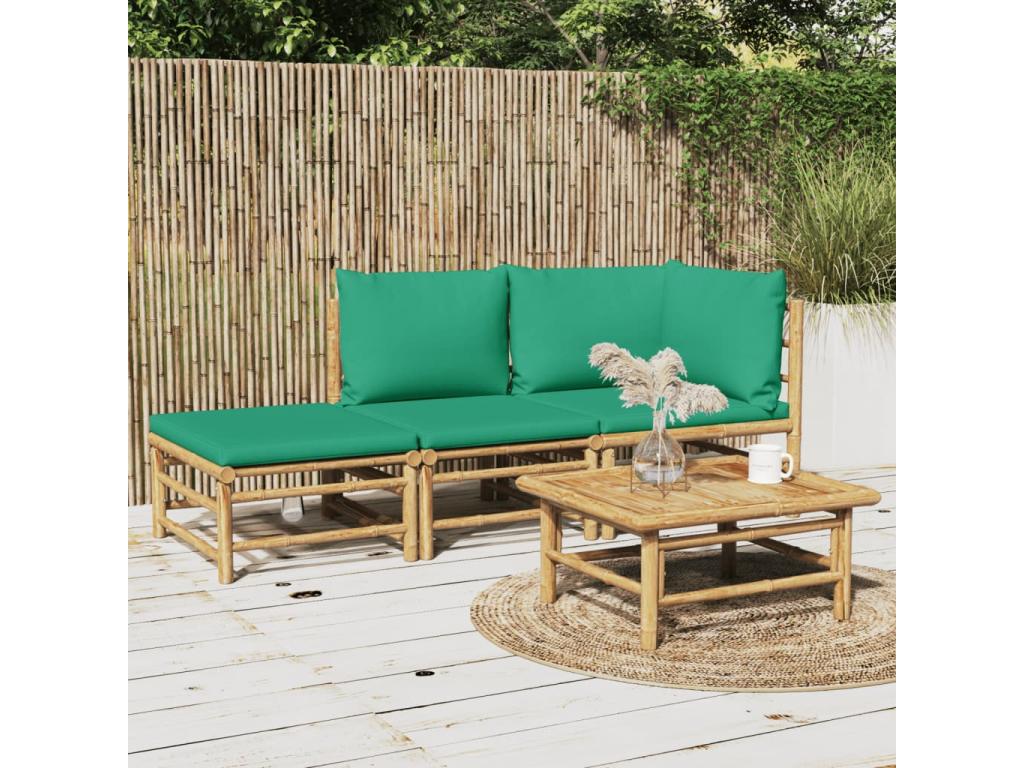 3-piece garden furniture set with green cushions Luxameub KKSR03673