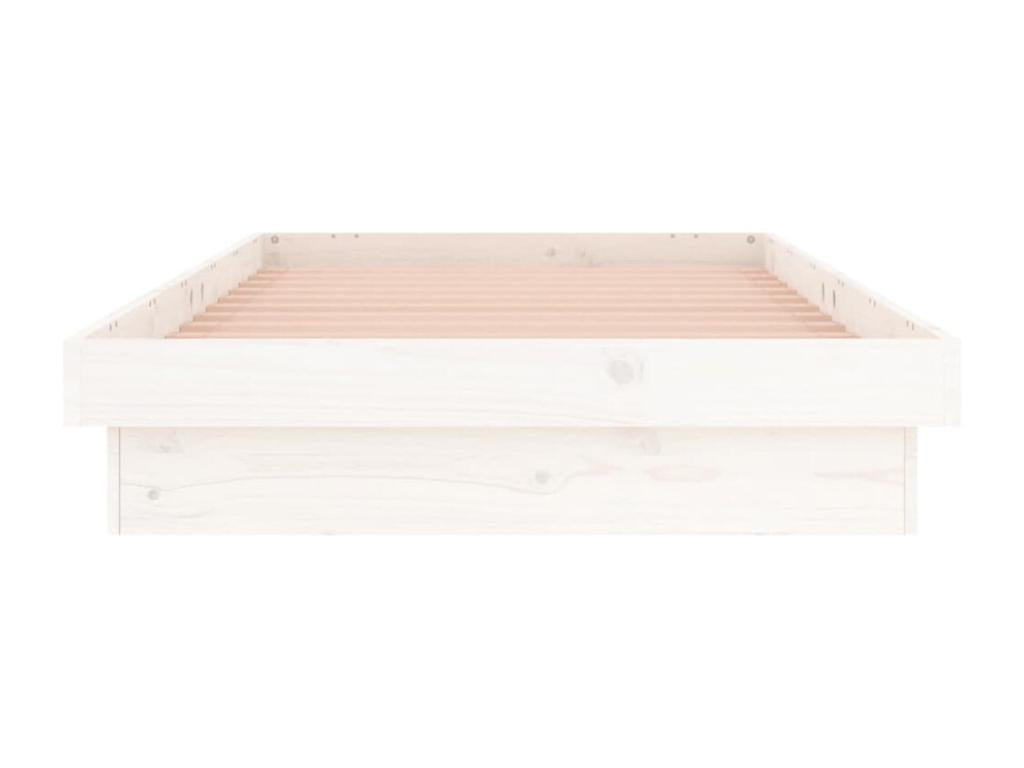 White LED bed frame 75x190 cm small single solid wood YFTT09653