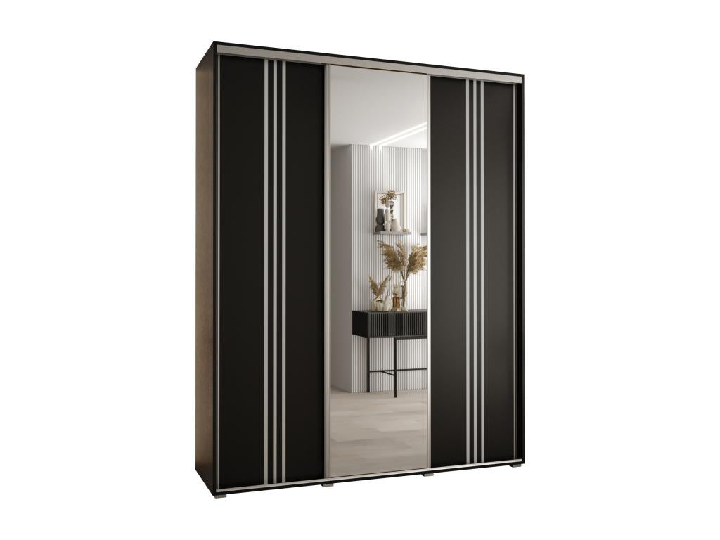 Luxameub 7 Sliding Door Wardrobe 235.2/200/60 3 Doors Black/Black/Silver GRNU95706