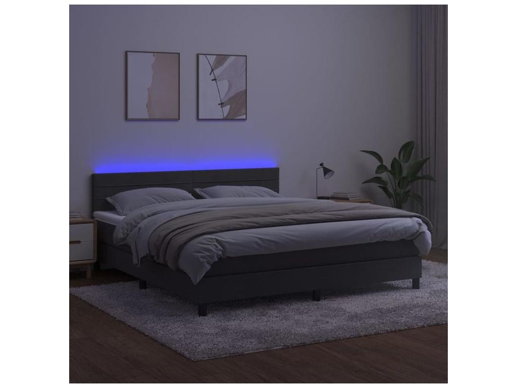 Cosymeub bed base with LED mattress, dark grey, 160x200 cm, RAEM72202