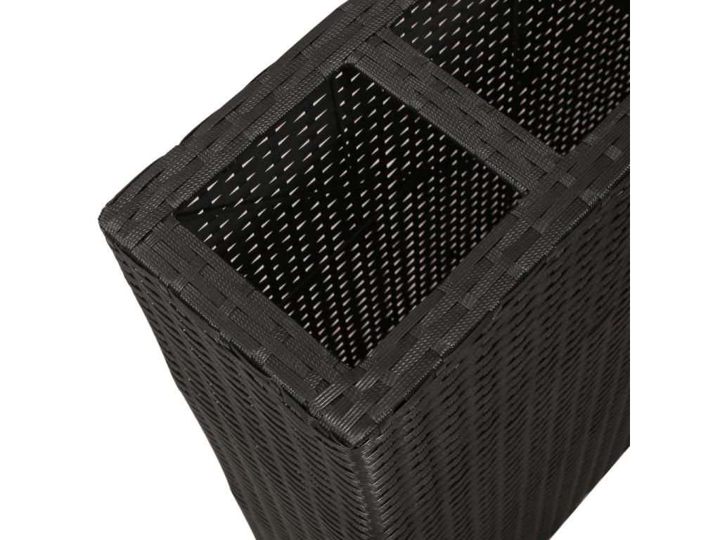 Raised garden bed with 4 pots, black woven resin, VRPG95406