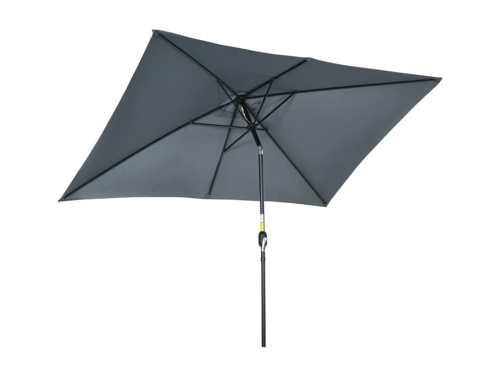 Rectangular tilting parasol, metal and high-density polyester, 2.95L x 1.95W x 2.4H m, grey GBDC06706