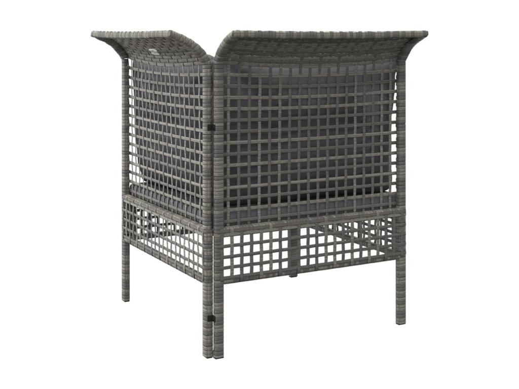 Garden corner sofa with grey cushion, resin wicker ETGJ85217