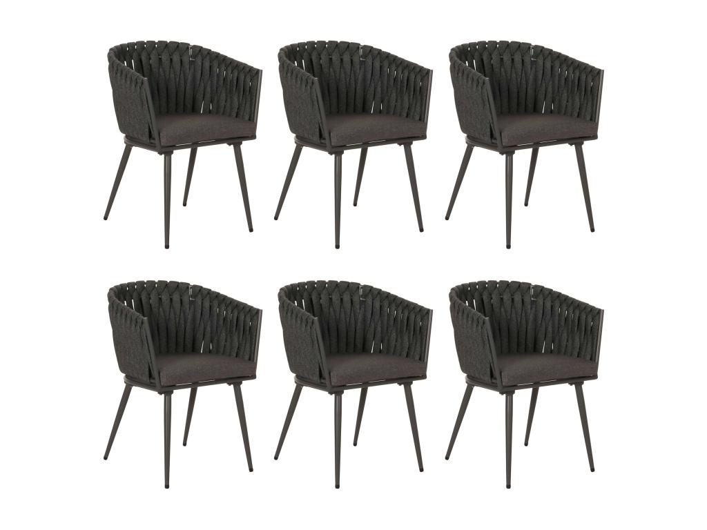Luxameub-N38 dining chair, set of 6, anthracite, dark grey cushion TFCV45632