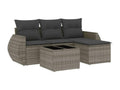 5-piece garden furniture set with grey resin wicker cushions HCDI55777