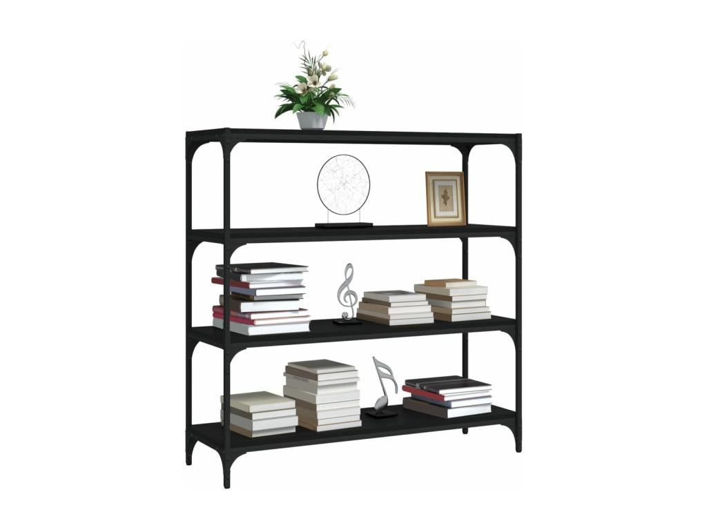 Black bookcase 100x33x100 cm Engineered wood and steel BVSO88618