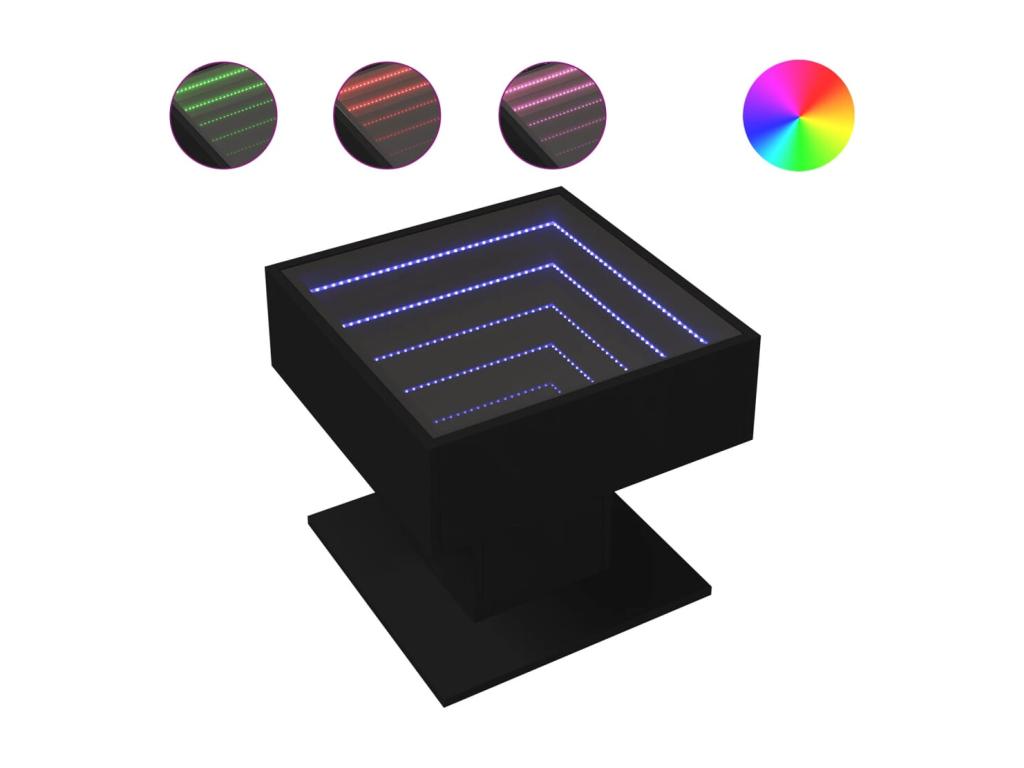 Coffee table with LED, black, 50x50x45 cm, engineered wood, EYLT81652