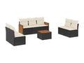 8-piece garden furniture set with cushions, black woven resin OJVL10175