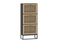 Black shoe cabinet 52x25x120 engineered wood DODJ64174