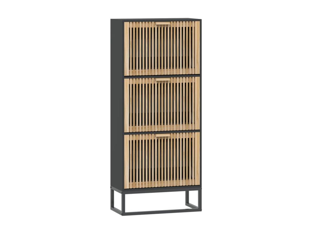 Black shoe cabinet 52x25x120 engineered wood DODJ64174