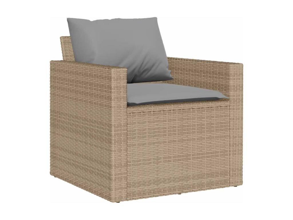 4-piece garden furniture set with cushions, beige woven resin JKBQ30925