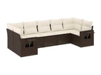 Garden furniture set with cushions, 7 pieces, brown woven resin, IVWU83563