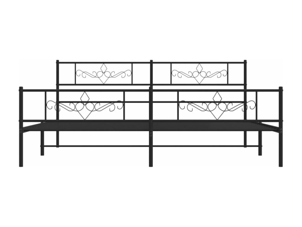 Black metal bed frame with headboard/footboard, 180x200 cm, SGAH63518