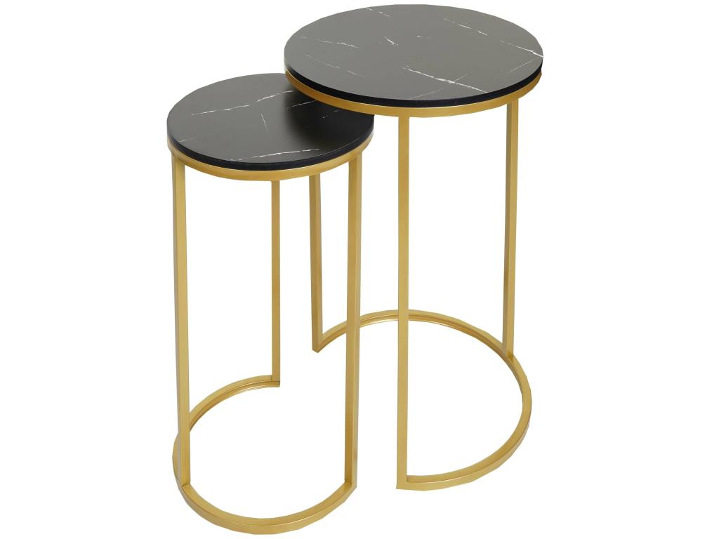 Set of 2 Luxameub-K46 side tables - Luxameub marble-effect coffee table - certified MDF - black and gold WWQV40142